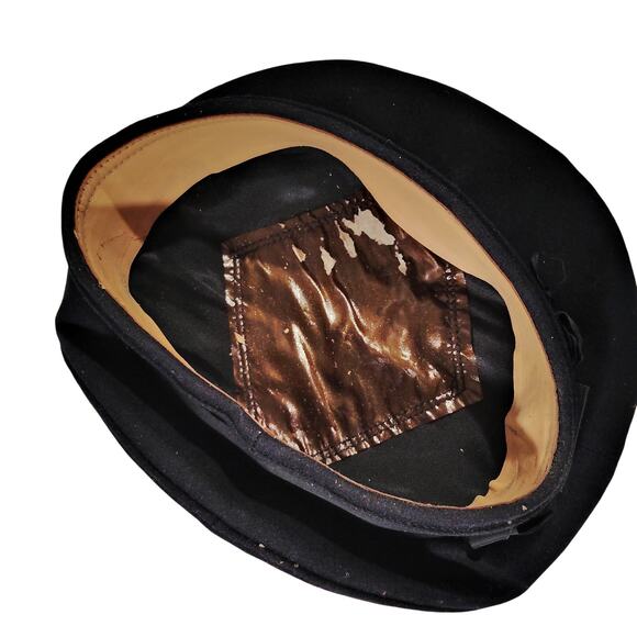 WWII–Korean War Era Formal Wool Cap – Sz 6-1/2, Blue w/ Black Band, Gold Text - Picture 6 of 7